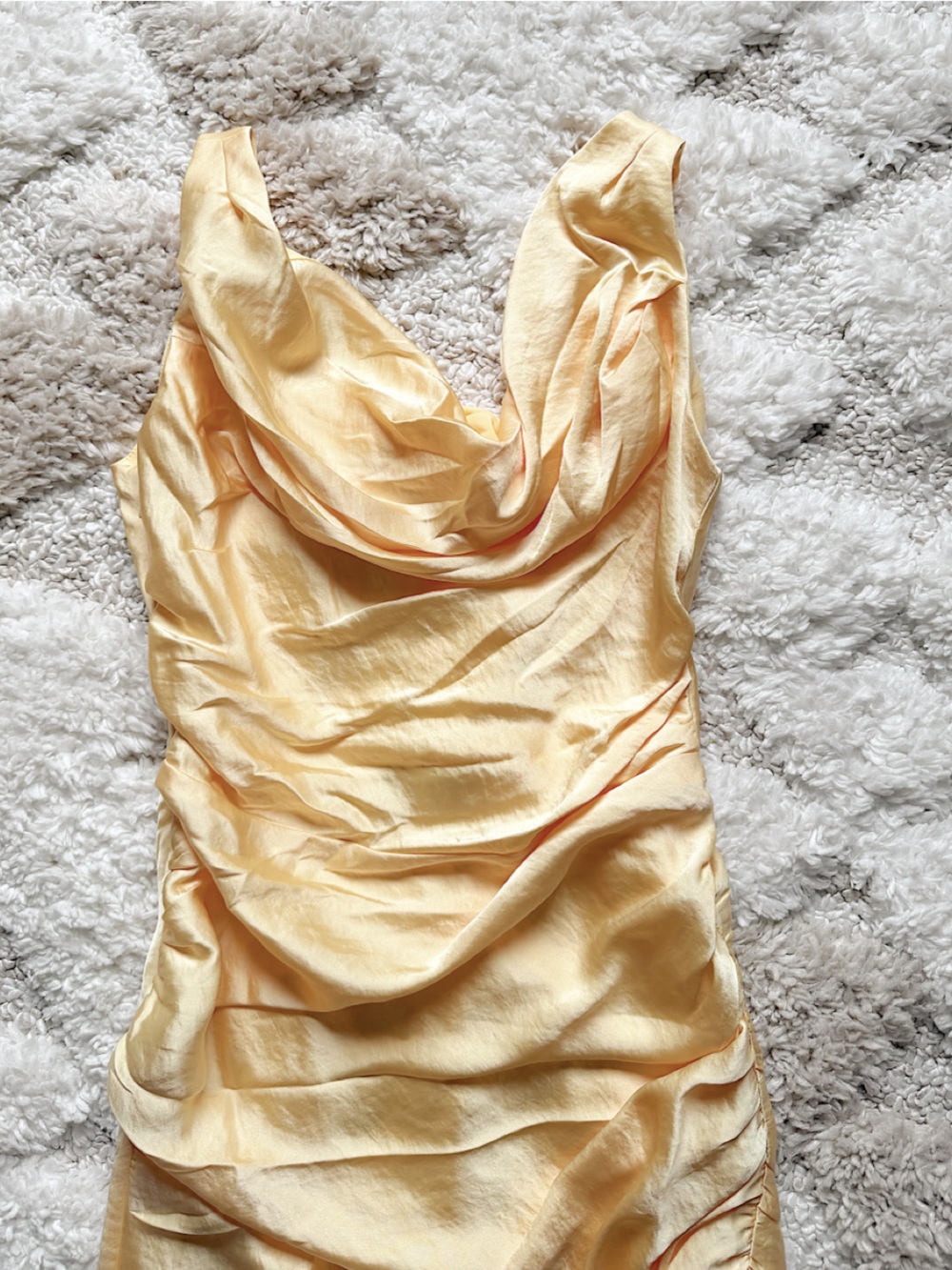 NWT Abercrombie & Fitch Cowl Neck Draped Maxi Dress Satin Sunny Yellow S - Picture 9 of 9
